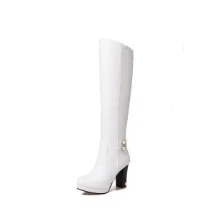 Women's Buckle High Heels Knee High Boots