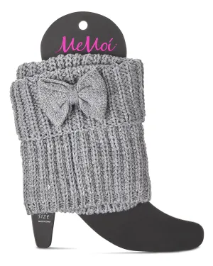 Women's Cozy Ribbed Bow-Trim Deep-Cuff Boot Topper