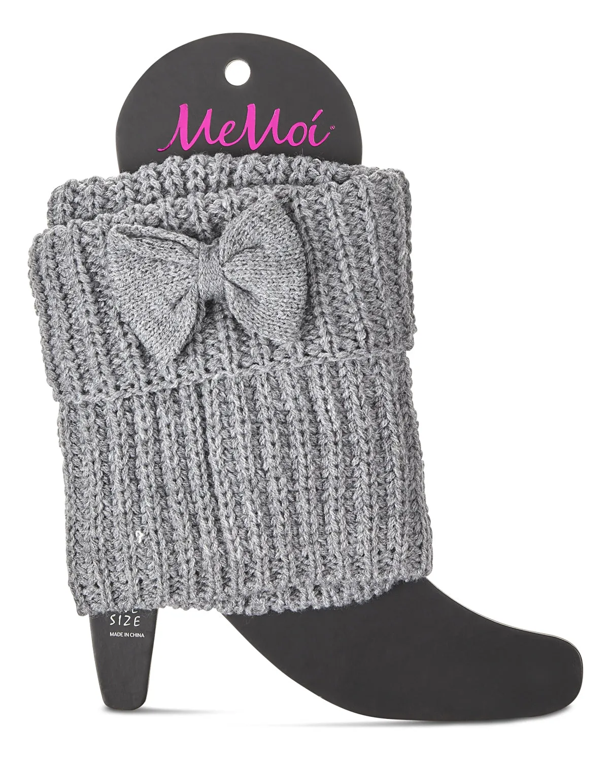 Women's Cozy Ribbed Bow-Trim Deep-Cuff Boot Topper