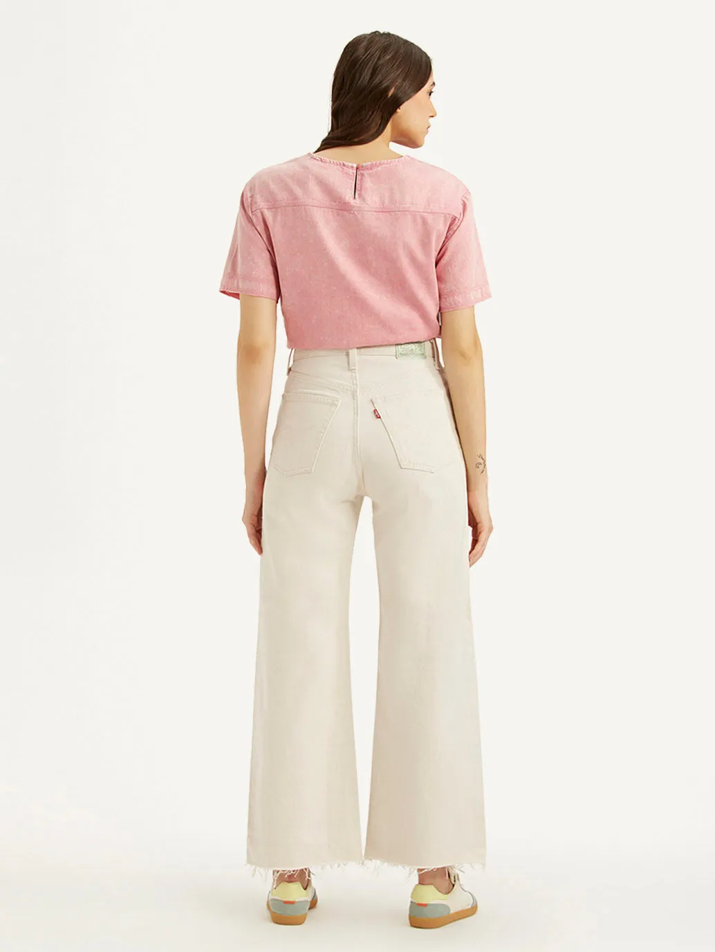 Women's Cream Loose Fit High Rise Jeans