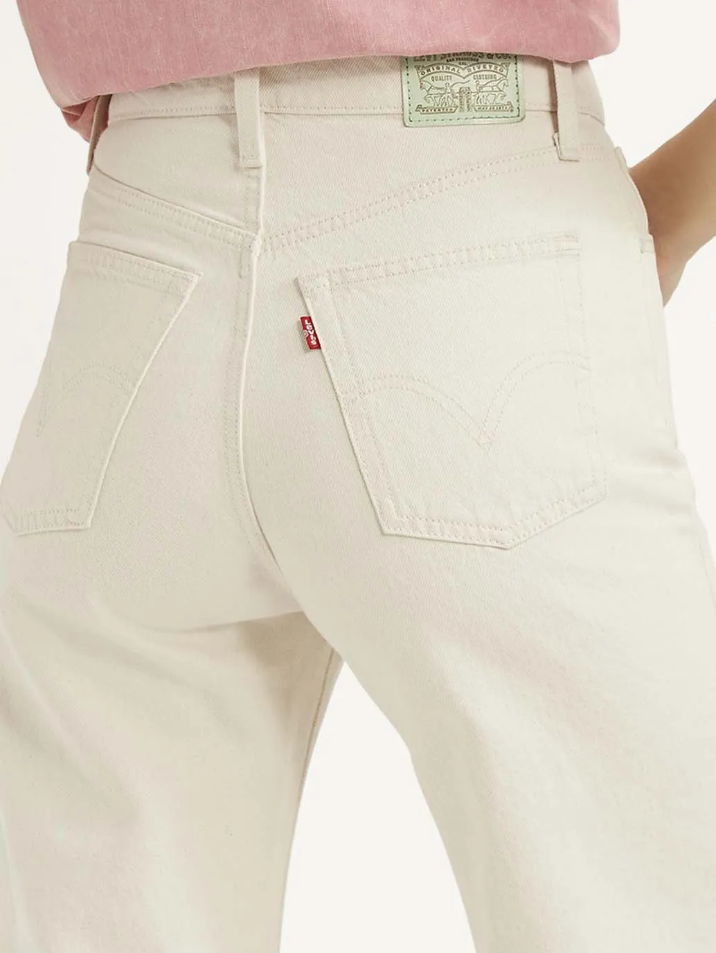 Women's Cream Loose Fit High Rise Jeans