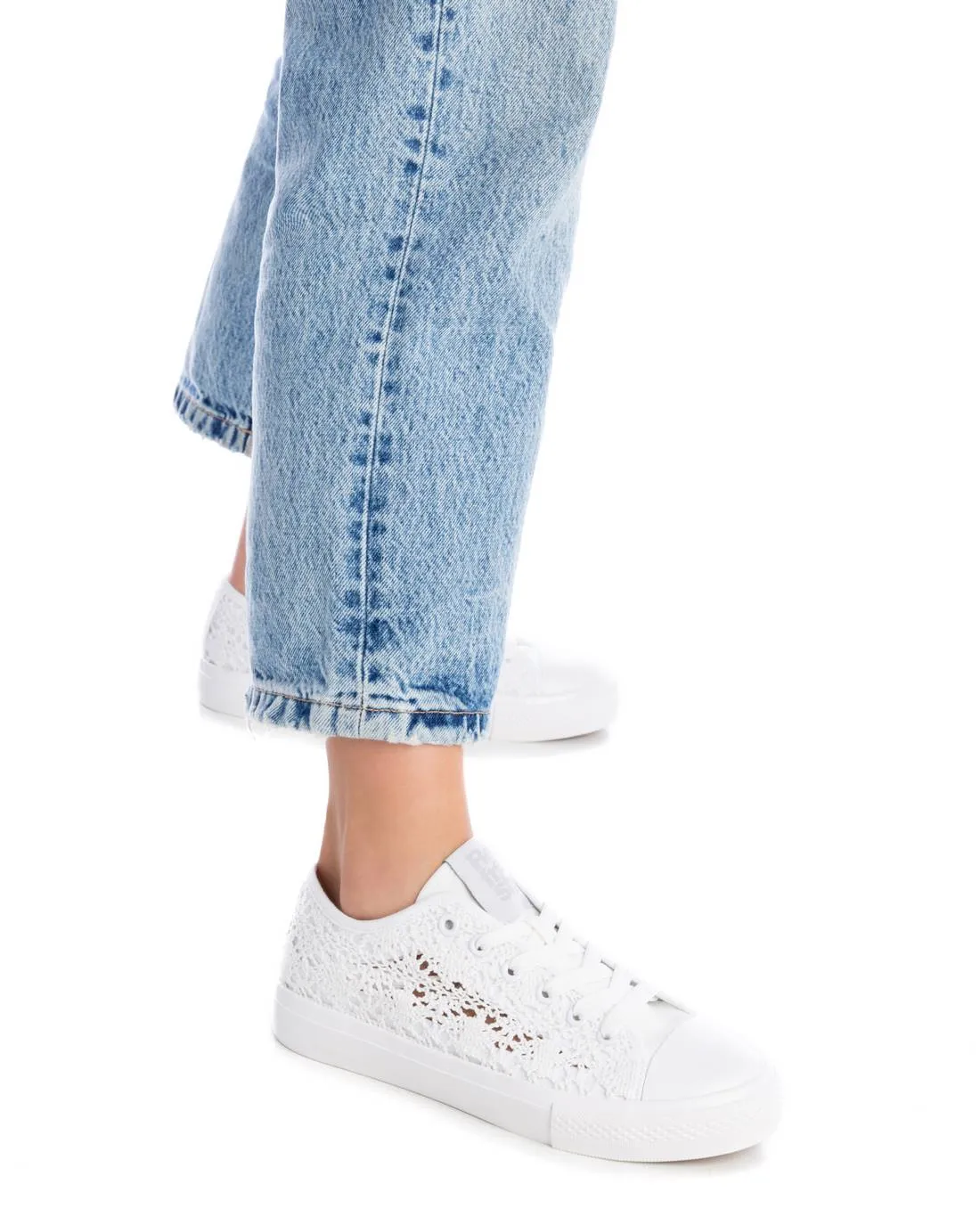 Women's Crochet Lace-Up Sneakers By XTI_170735_White