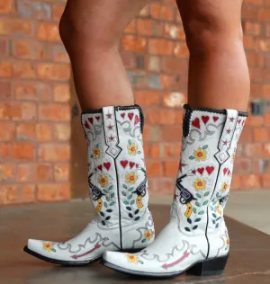 Women's Ethnic Embroidery Puppy Heel Cowboy Mid Calf Boots