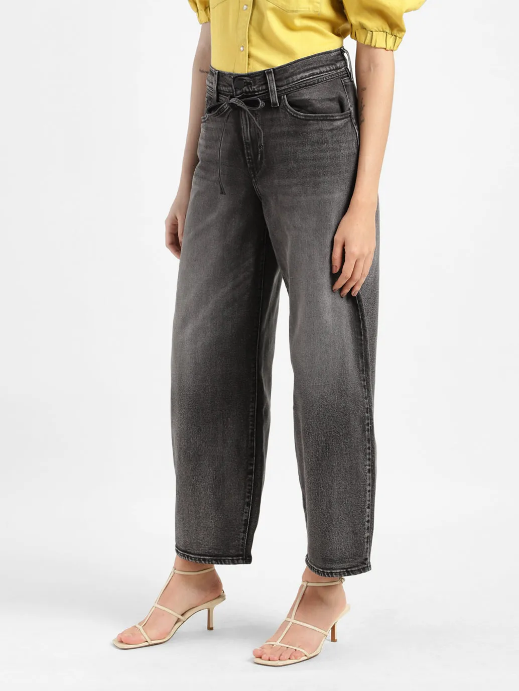 Women's Grey Straight Fit Mid Rise Jeans