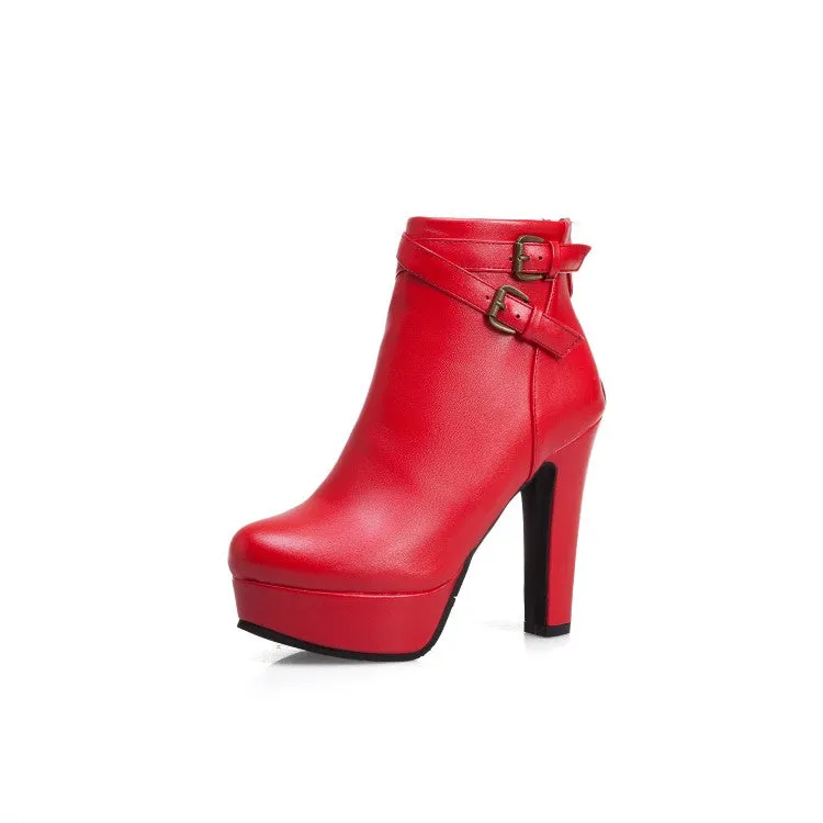 Women's High Heel Platform Short Boots
