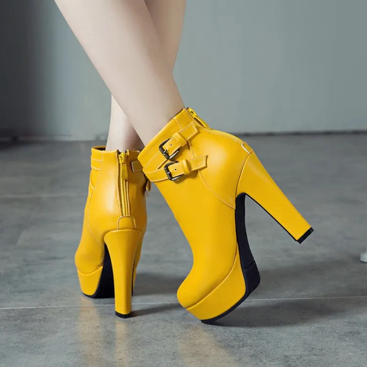 Women's High Heel Platform Short Boots