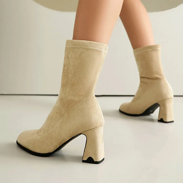 Women's Pointed Toe Block Heel Short Boots