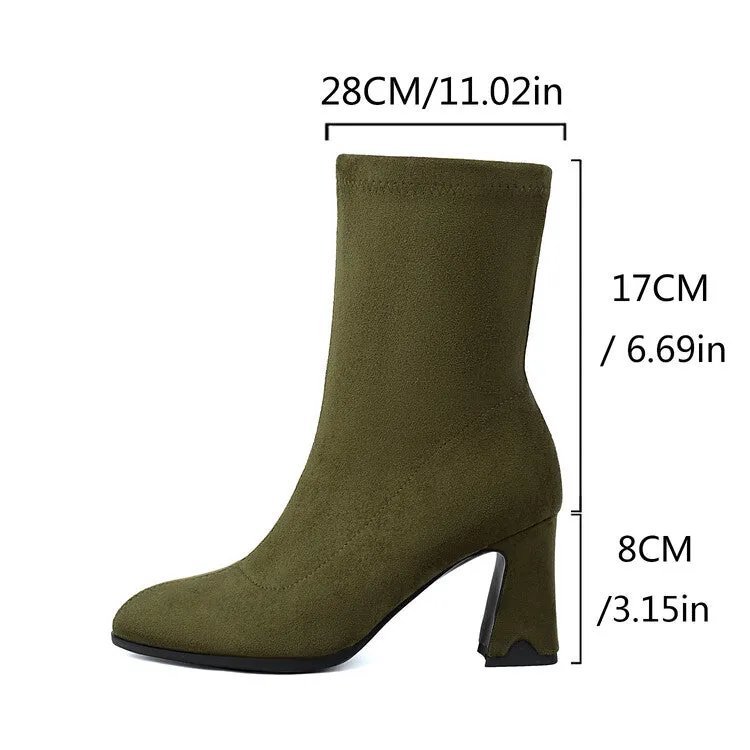Women's Pointed Toe Block Heel Short Boots