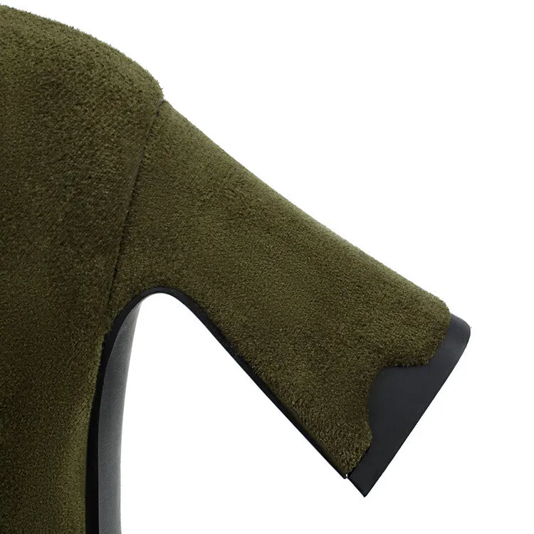 Women's Pointed Toe Block Heel Short Boots