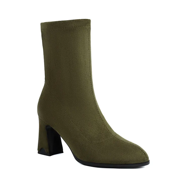Women's Pointed Toe Block Heel Short Boots