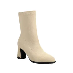 Women's Pointed Toe Block Heel Short Boots