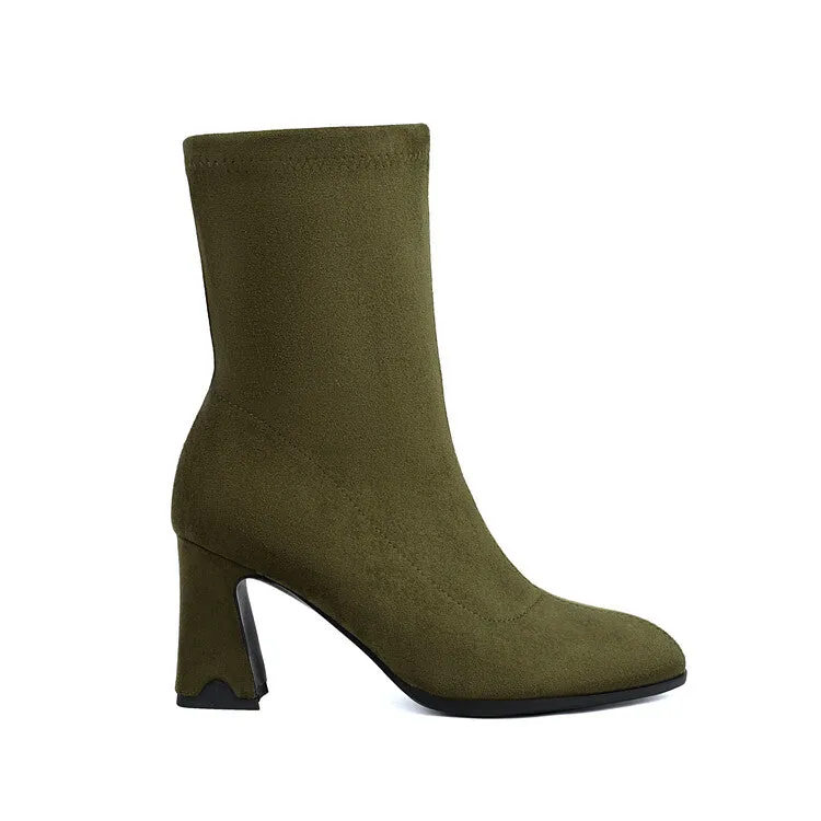 Women's Pointed Toe Block Heel Short Boots