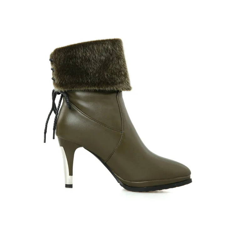 Women's Pointed Toe High Heels Short Boots