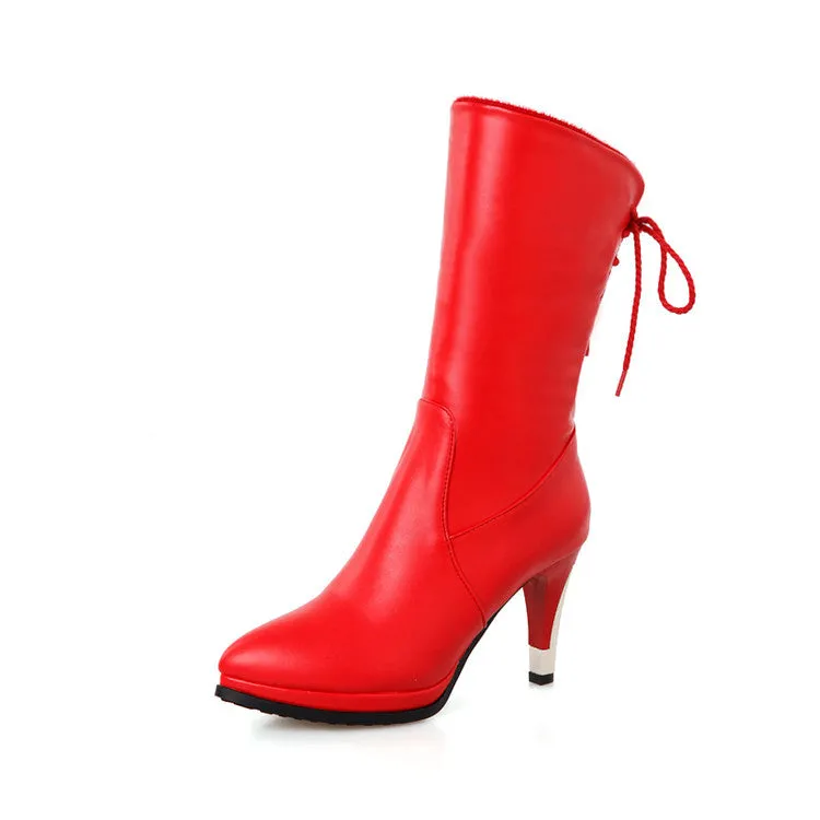 Women's Pointed Toe High Heels Short Boots