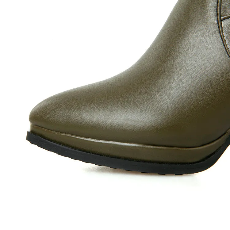 Women's Pointed Toe High Heels Short Boots