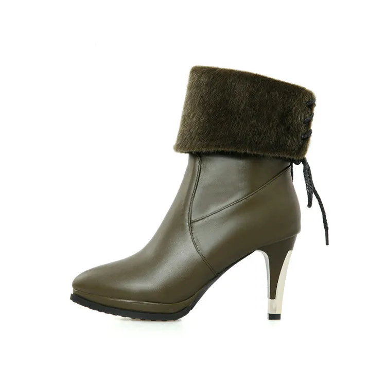 Women's Pointed Toe High Heels Short Boots