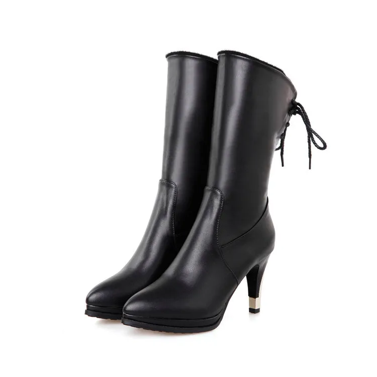 Women's Pointed Toe High Heels Short Boots