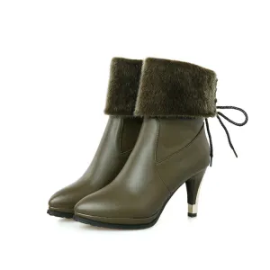 Women's Pointed Toe High Heels Short Boots