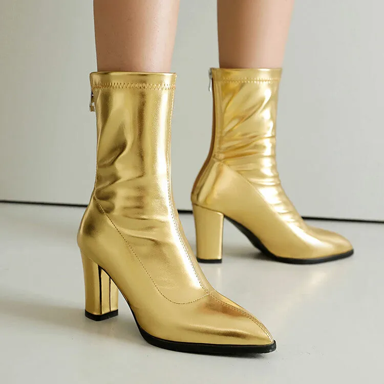 Women's Pointed Toe Square Heel Short Boots