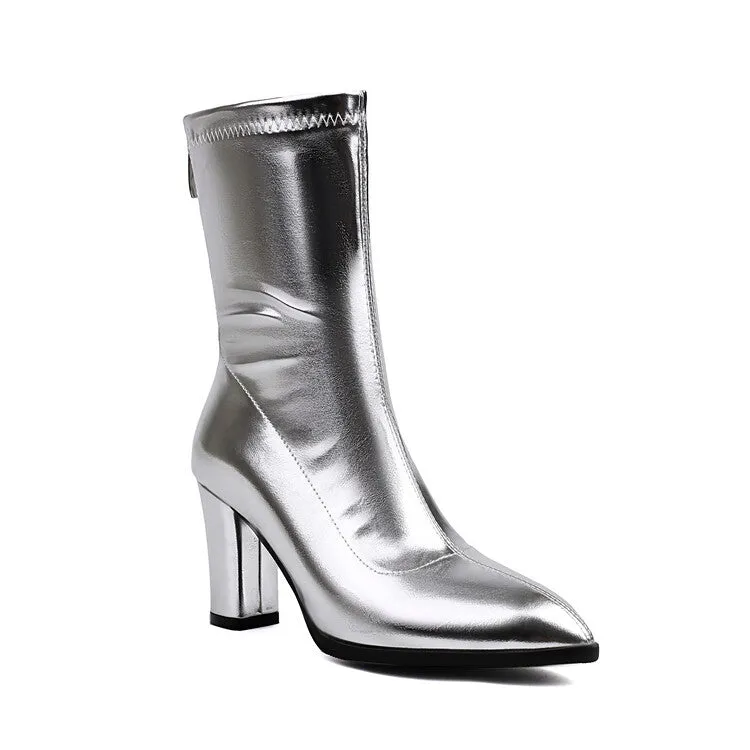 Women's Pointed Toe Square Heel Short Boots