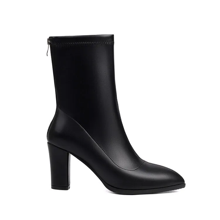 Women's Pointed Toe Square Heel Short Boots