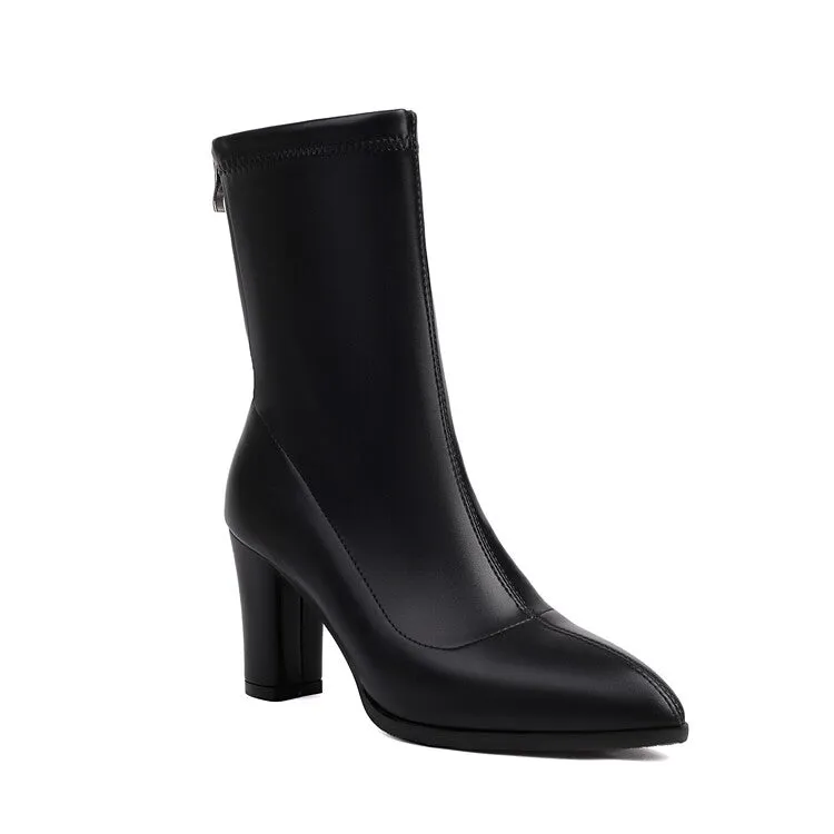 Women's Pointed Toe Square Heel Short Boots