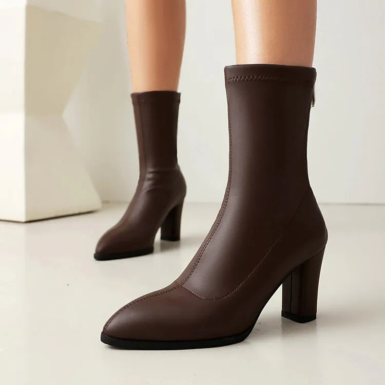 Women's Pointed Toe Square Heel Short Boots