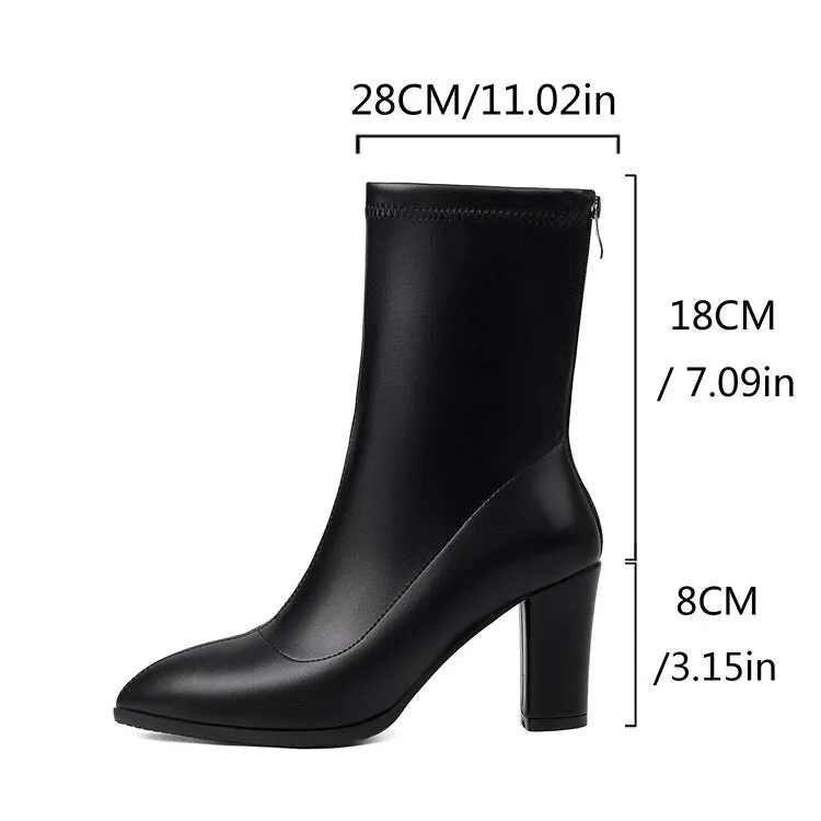 Women's Pointed Toe Square Heel Short Boots