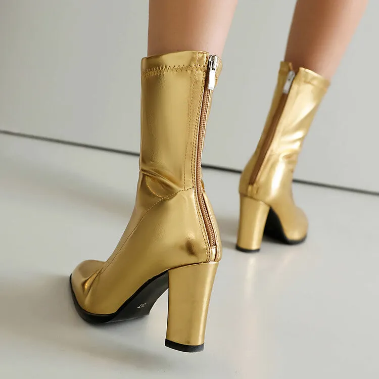 Women's Pointed Toe Square Heel Short Boots