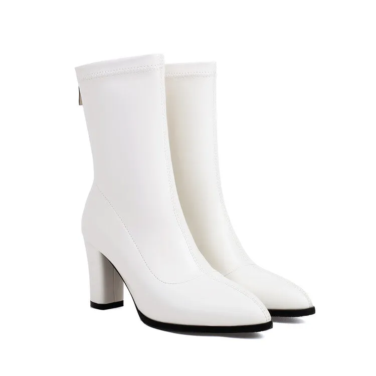 Women's Pointed Toe Square Heel Short Boots