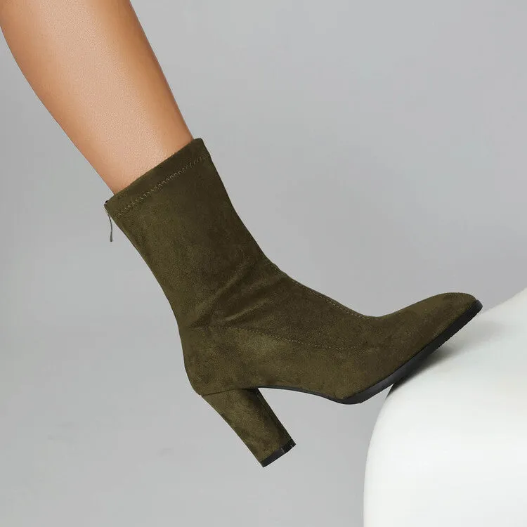 Women's Pointed Toe Square Heel Short Boots