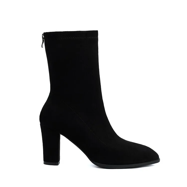 Women's Pointed Toe Square Heel Short Boots
