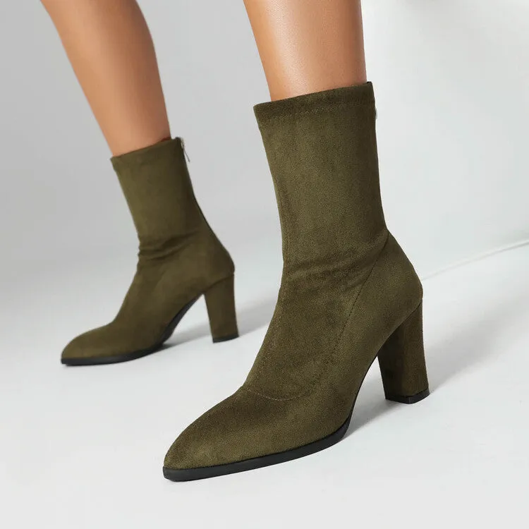 Women's Pointed Toe Square Heel Short Boots