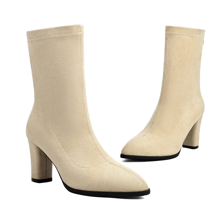 Women's Pointed Toe Square Heel Short Boots
