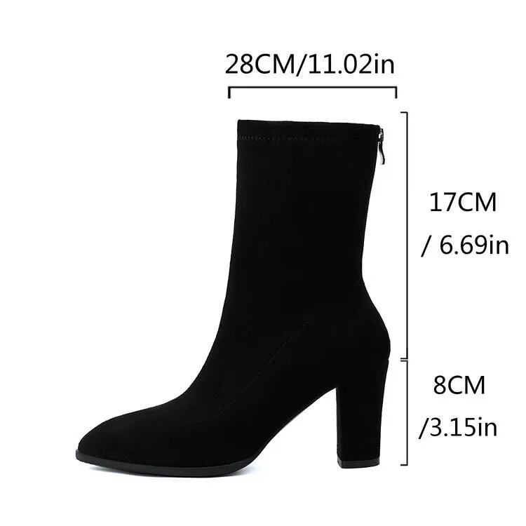 Women's Pointed Toe Square Heel Short Boots