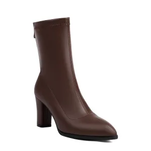 Women's Pointed Toe Square Heel Short Boots