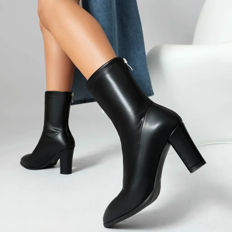 Women's Pointed Toe Square Heel Short Boots