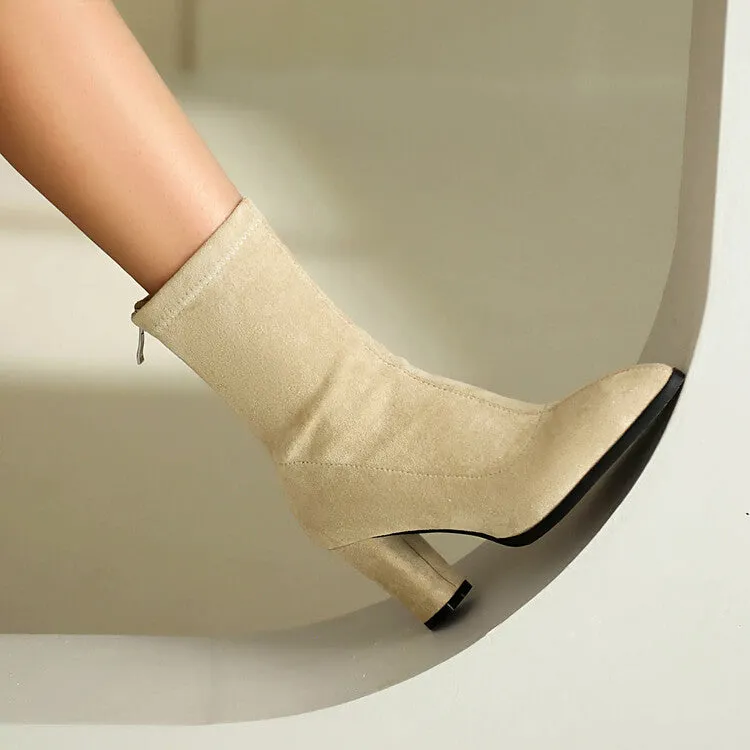 Women's Pointed Toe Square Heel Short Boots