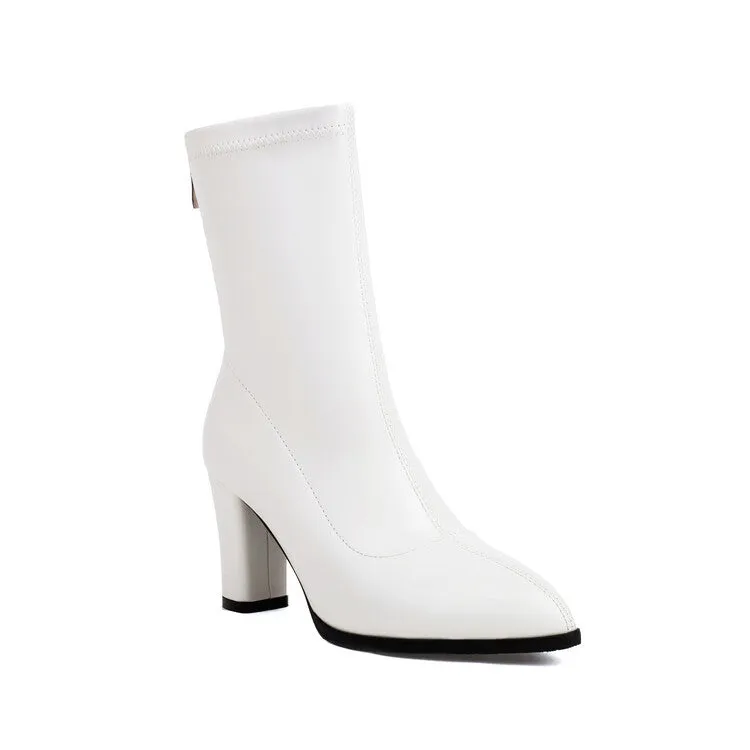 Women's Pointed Toe Square Heel Short Boots