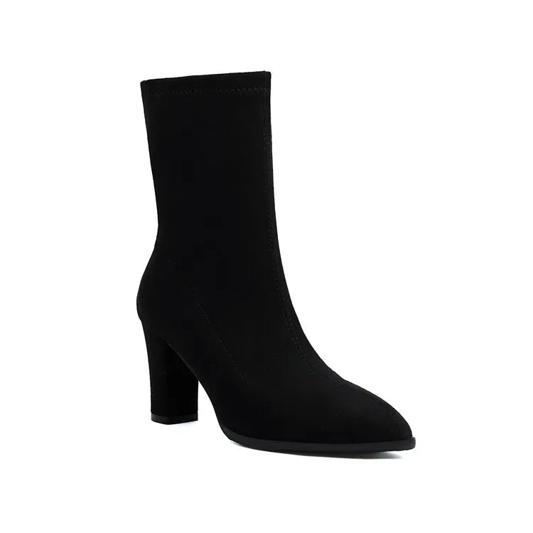 Women's Pointed Toe Square Heel Short Boots