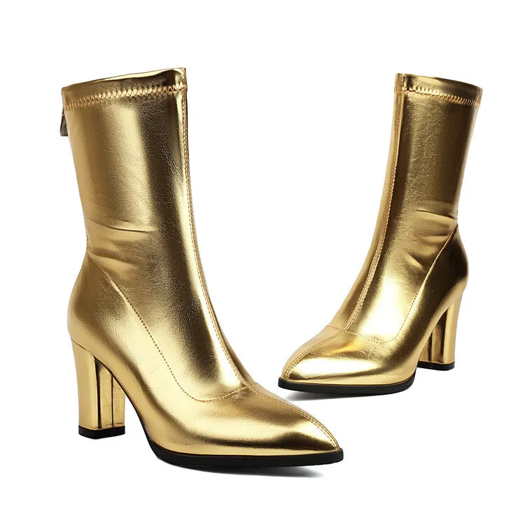 Women's Pointed Toe Square Heel Short Boots
