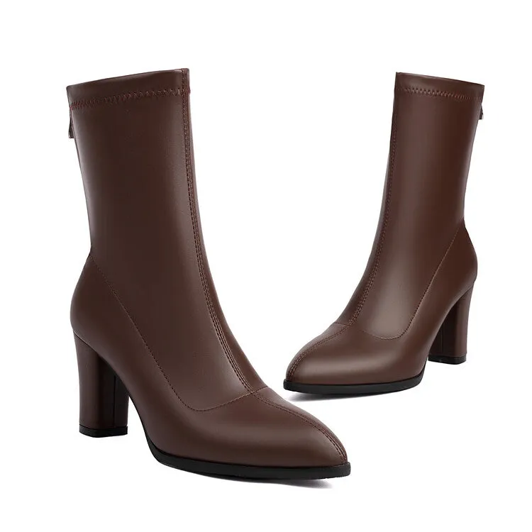Women's Pointed Toe Square Heel Short Boots