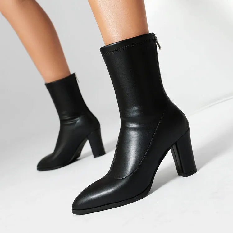 Women's Pointed Toe Square Heel Short Boots
