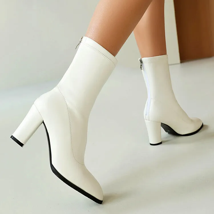 Women's Pointed Toe Square Heel Short Boots