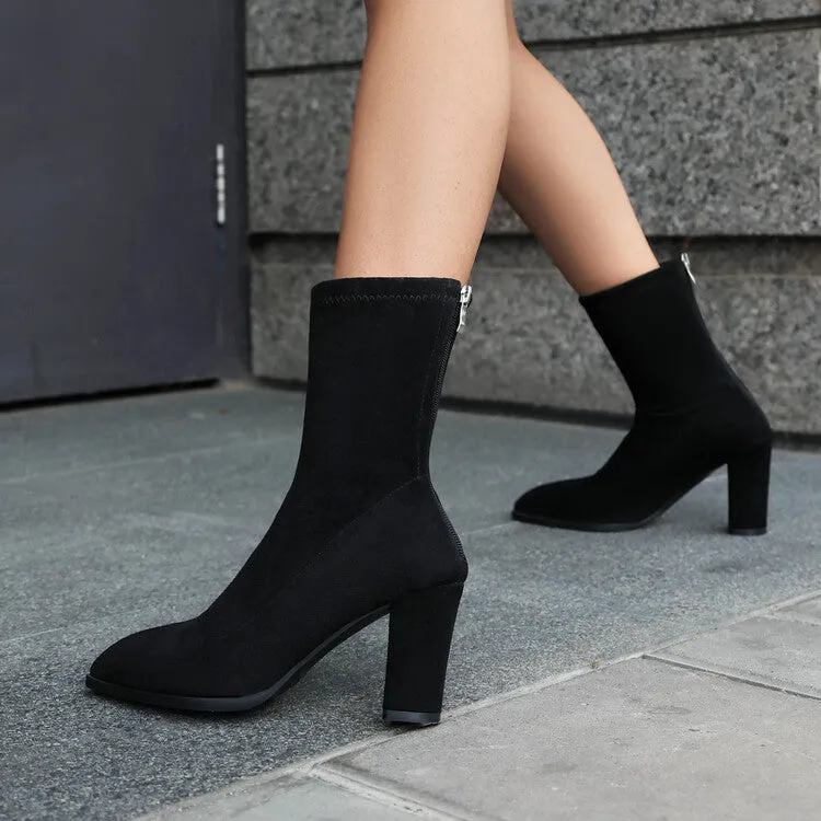 Women's Pointed Toe Square Heel Short Boots