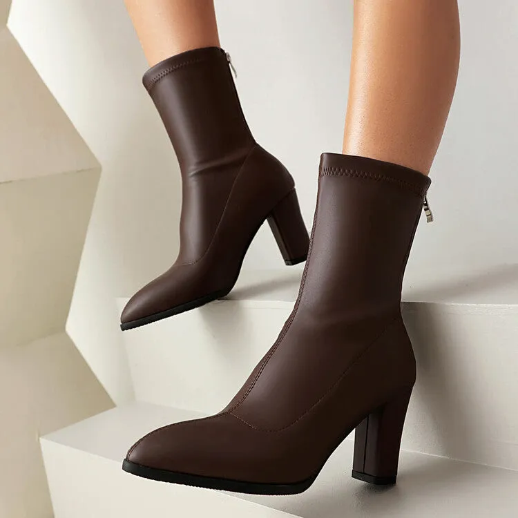 Women's Pointed Toe Square Heel Short Boots
