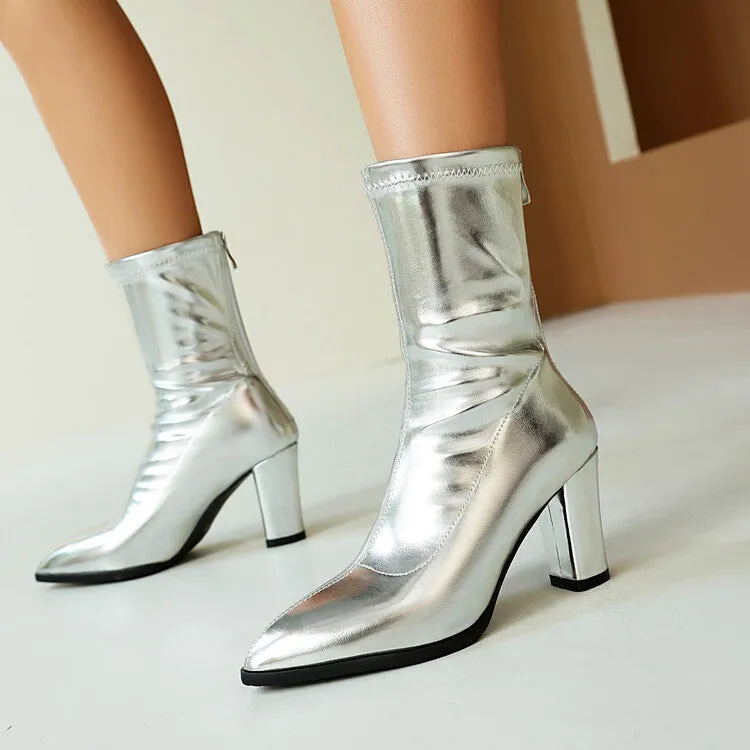 Women's Pointed Toe Square Heel Short Boots