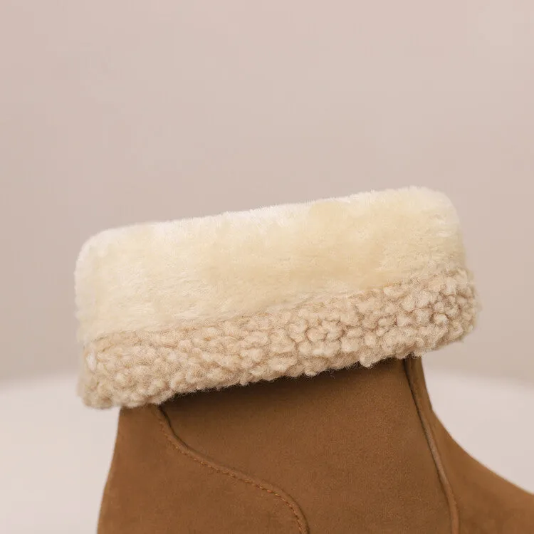 Women's Round Toe Flat Platform Short Boots
