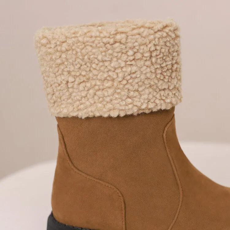 Women's Round Toe Flat Platform Short Boots