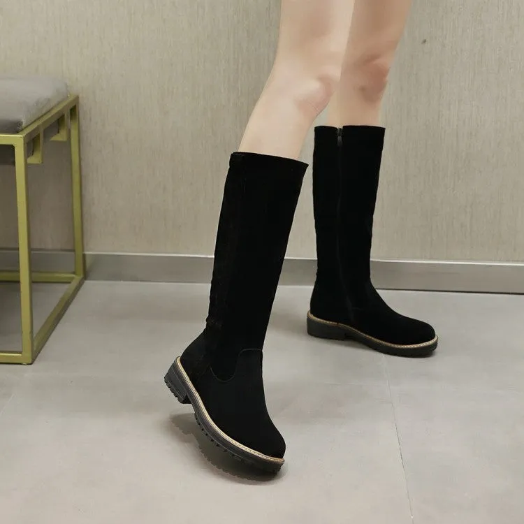 Womens' Suede Mid Heels Knee High Boots